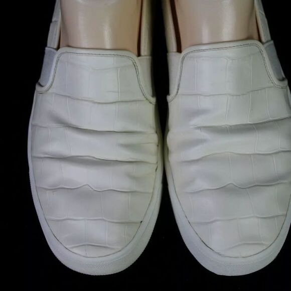 Vince Blair 5 Croc-Effect Leather Sneakers Slip-On, Cream Size 7M $250. - Picture 3 of 10